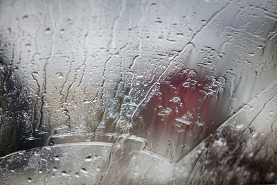 Close-up of raindrops on glass window