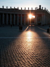 View of town square at sunset