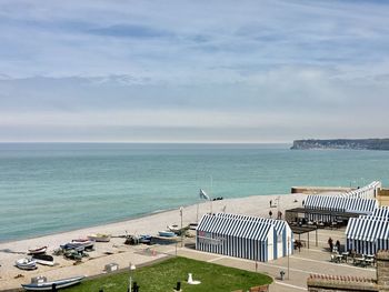 High angle view of sea by beach 