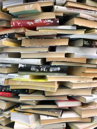 Full frame shot of books in shelf