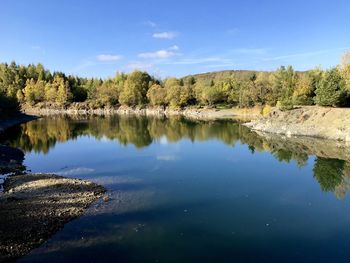 Scenic view of lake against sky