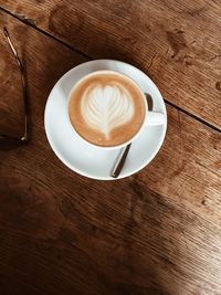 Directly above shot of cappuccino on table