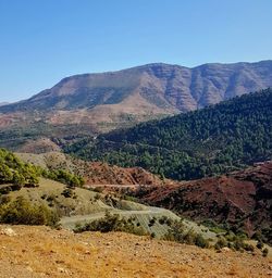 Scenic view of mountains against clear sky