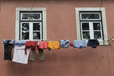 Clothes drying outside building