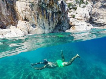 People swimming in sea
