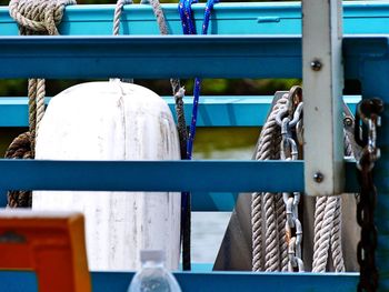 Ropes and buoy on boat