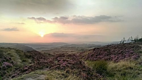 Scenic view of landscape against sky during sunset