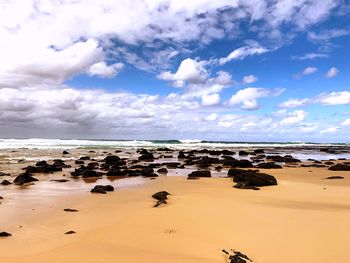 Scenic view of beach against sky