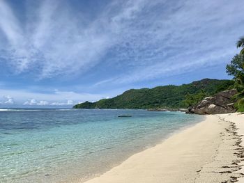 Scenic view of beach against sky