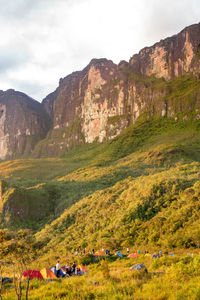 Scenic view of mountain range against sky