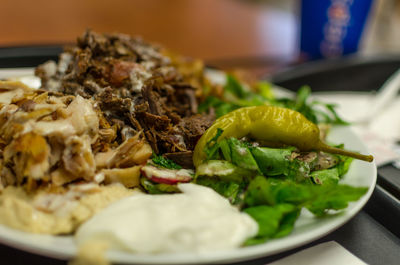 Close-up of food in plate on table