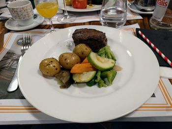 Close-up of food in plate on table