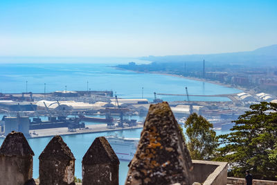 Panoramic view of sea against blue sky