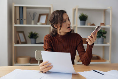 Businesswoman working at desk