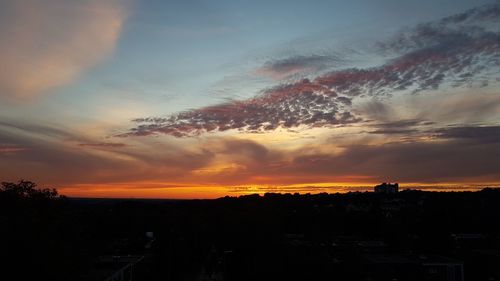 Silhouette buildings against sky during sunset