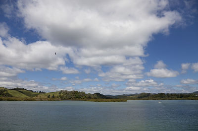 Scenic view of lake against sky