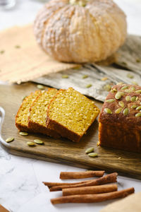 Close-up of bread on table