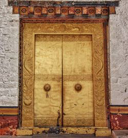 Closed door of old building