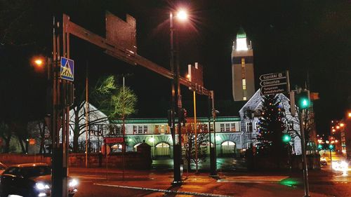 Illuminated street light at night