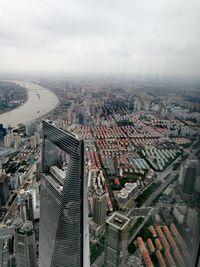 High angle view of cityscape against sky