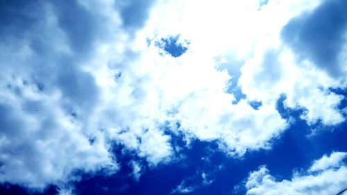 Low angle view of clouds in blue sky