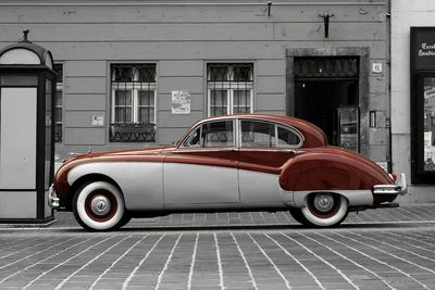 Vintage car in parking lot