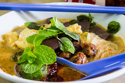 Close-up of meal served in plate