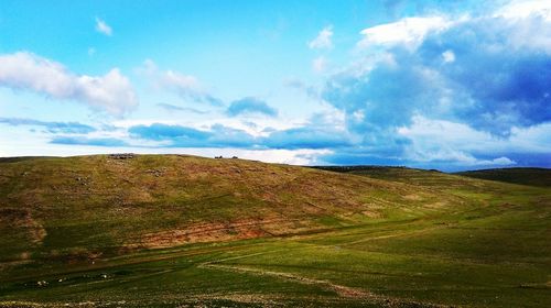 Scenic view of landscape against cloudy sky