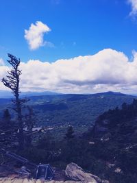 Scenic view of mountains against cloudy sky