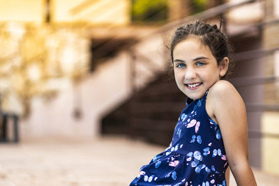 Beautiful little girl with blue dress