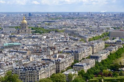 High angle view of paris cityscape