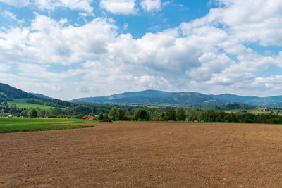 Scenic view of field against sky