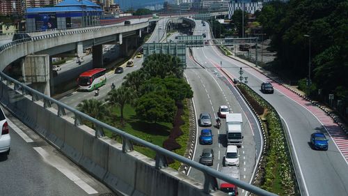 High angle view of traffic on road