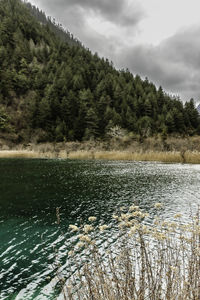 Scenic view of lake against sky