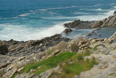 Ligurian sea in nervi, genoa, liguria, italy.