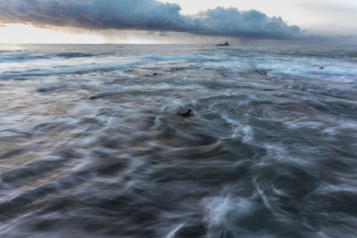 Scenic view of sea against cloudy sky