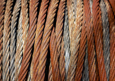 Full frame shot of rusty steel cable