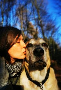 Portrait of woman with dog