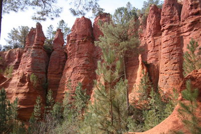 Low angle view of rock formation