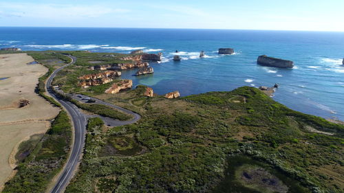 High angle view of sea against sky