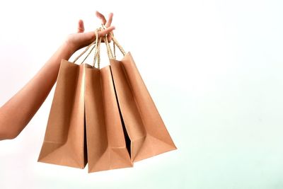 Low angle view of umbrella against white background