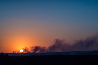 Silhouette landscape against sky during sunset