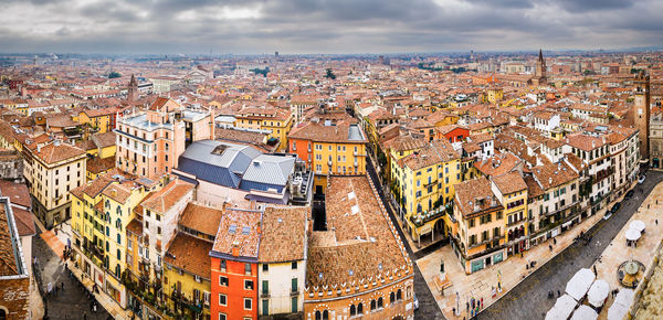 High angle view of cityscape against sky