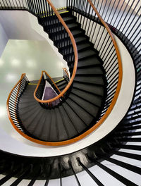 High angle view of spiral staircase