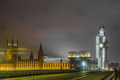 Illuminated city at night