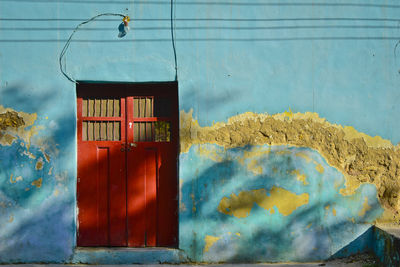 Closed door of building