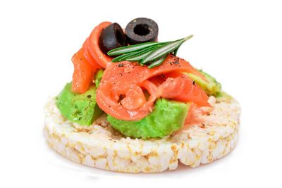 Close-up of food against white background