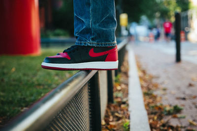 Low section of child on road