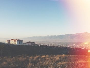 Scenic view of landscape against clear sky