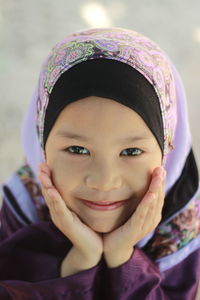 Close-up portrait of cute girl